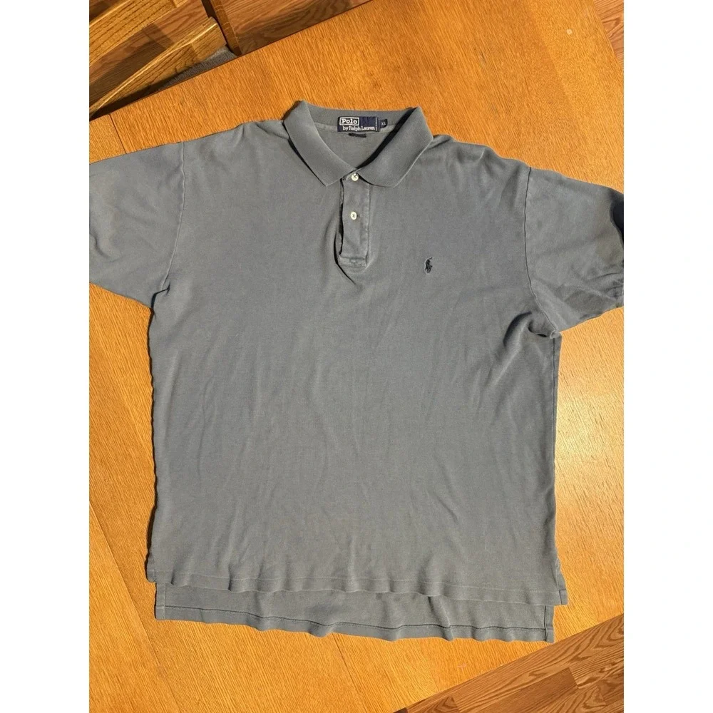 Vintage Polo by Ralph Lauren Polo Shirt‎ Men's XL Gray Short Sleeve Black Pony